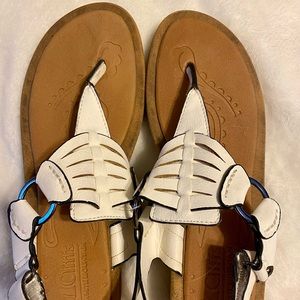 Cliffs by White Mountain white wedge thong sandals